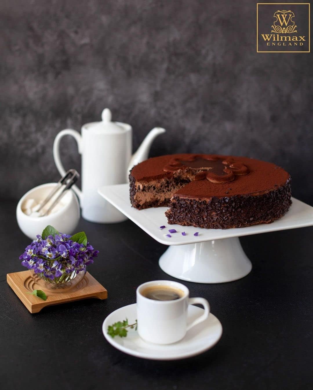 Wilmax Koffie Kopjes Set met Schotels 90 ml, 2-delige Set – WL-993007/2C