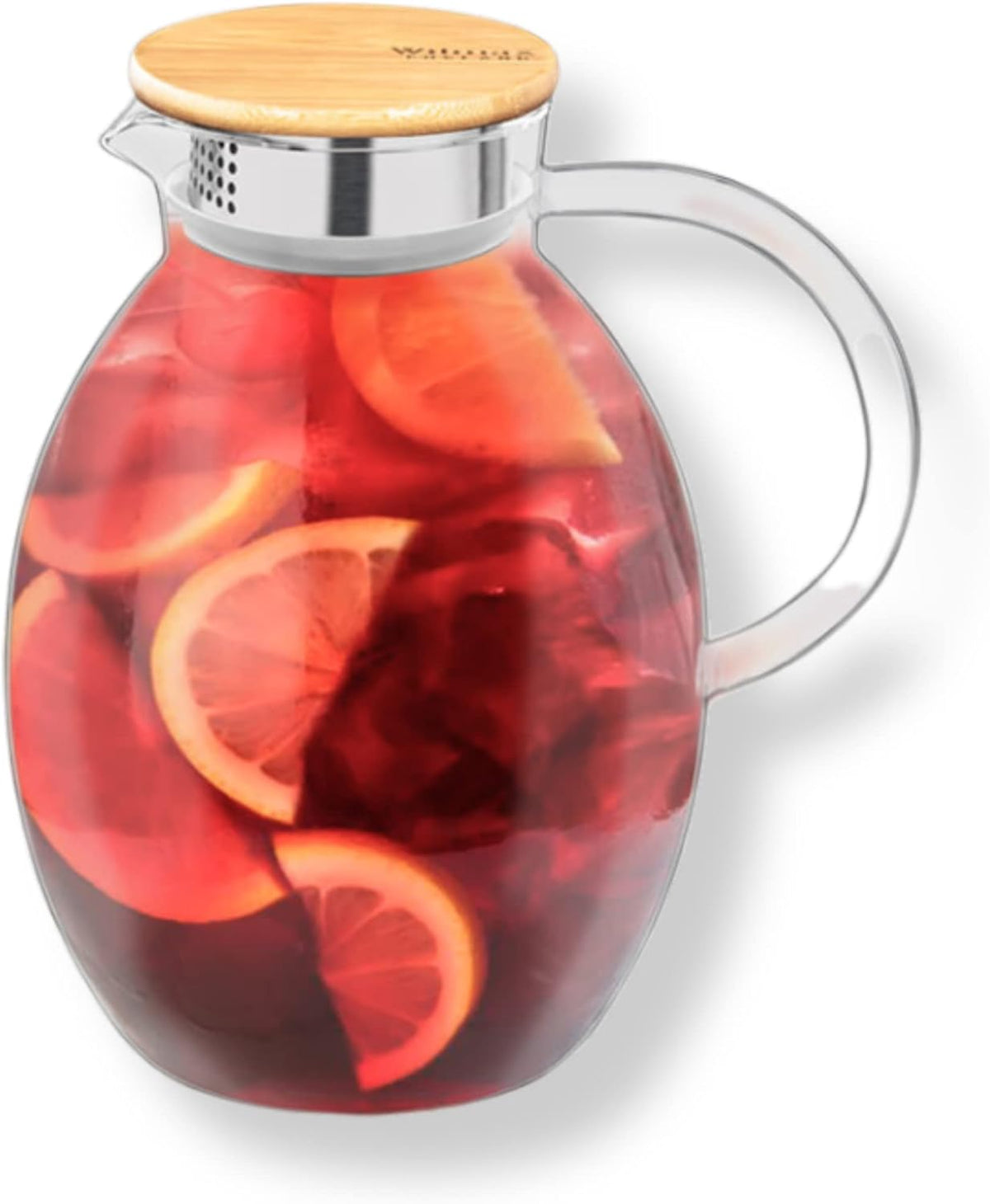 Wilmax Karaf 2400 ml Thermoglas met bamboedeksel Transparant