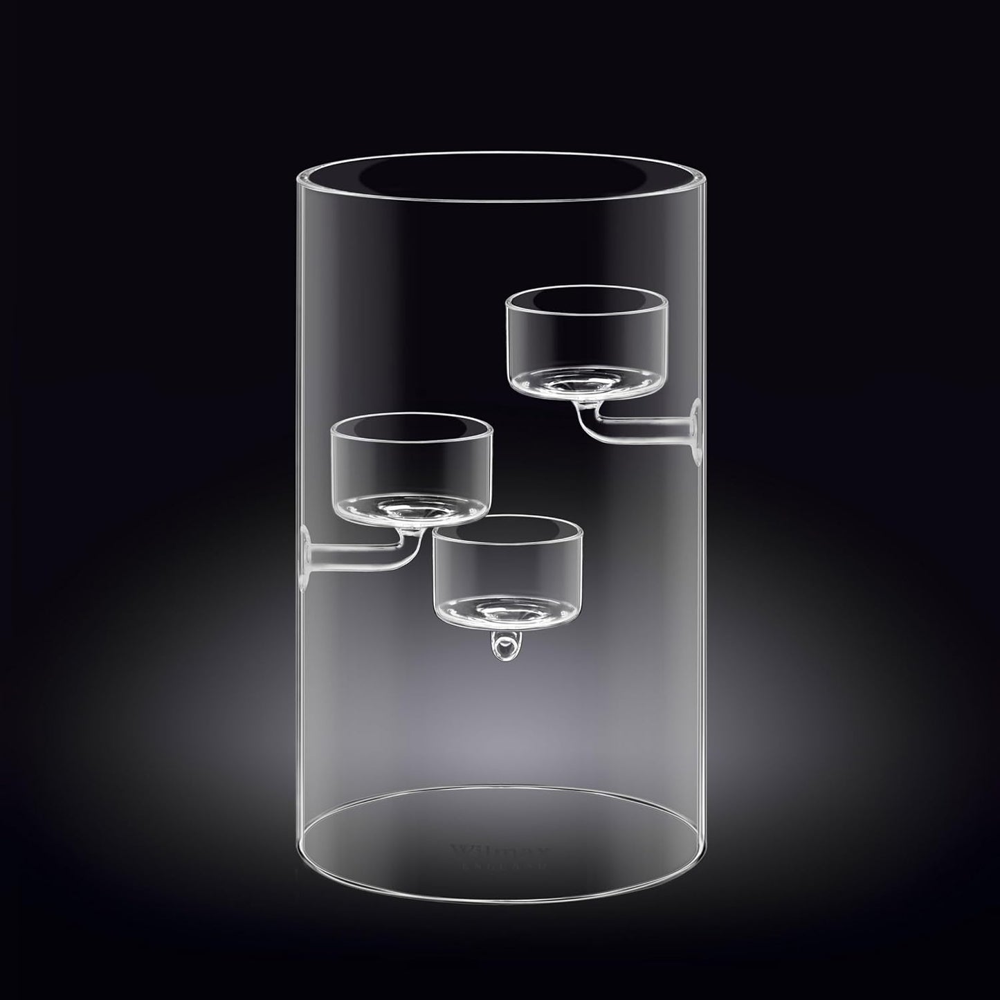 Wilmax Teelichthalter aus Glas für 3 Teelichter, 20 cm – WL-888906/A
