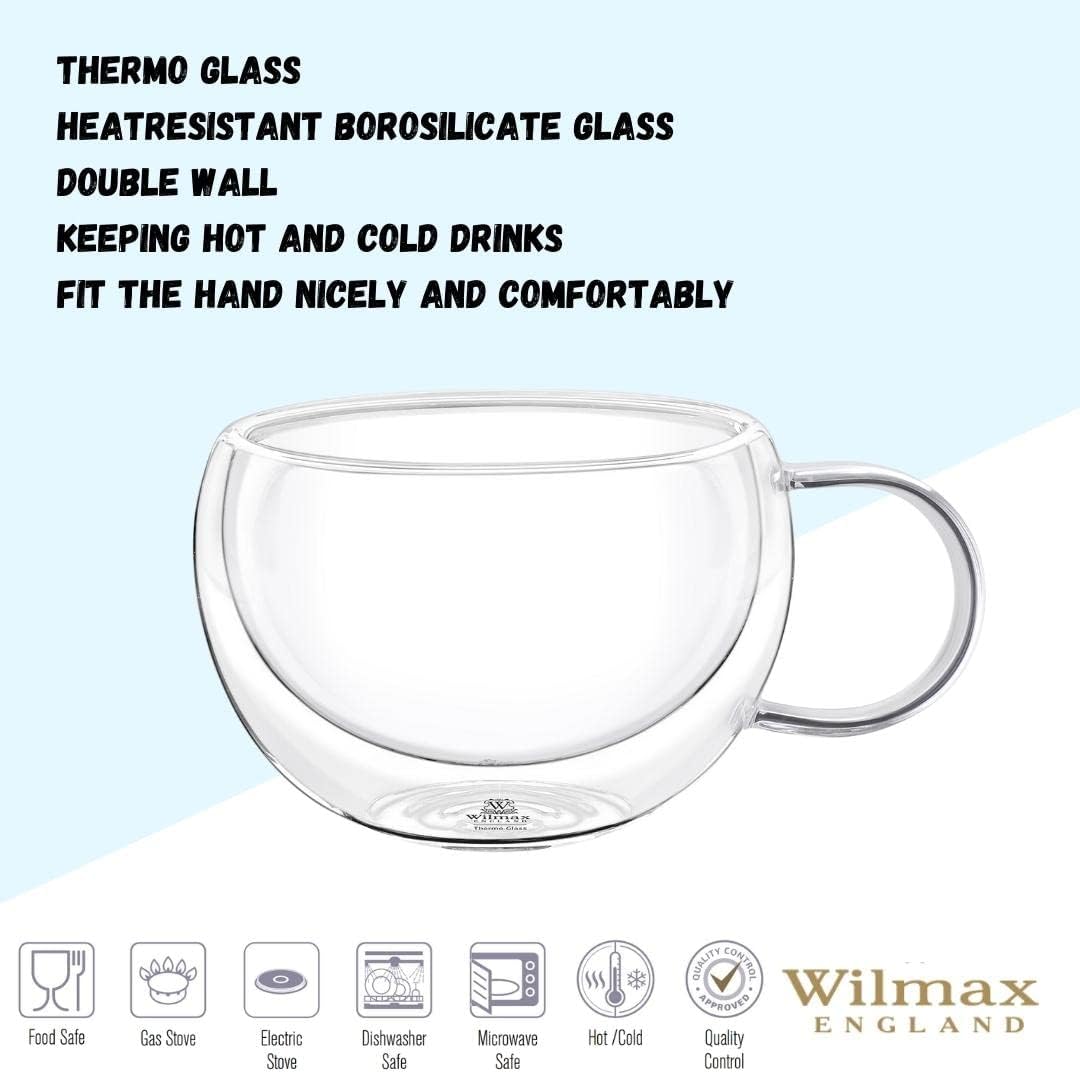 Wilmax Dubbelwandige Glazen kop 250 ml Set van 2 A2