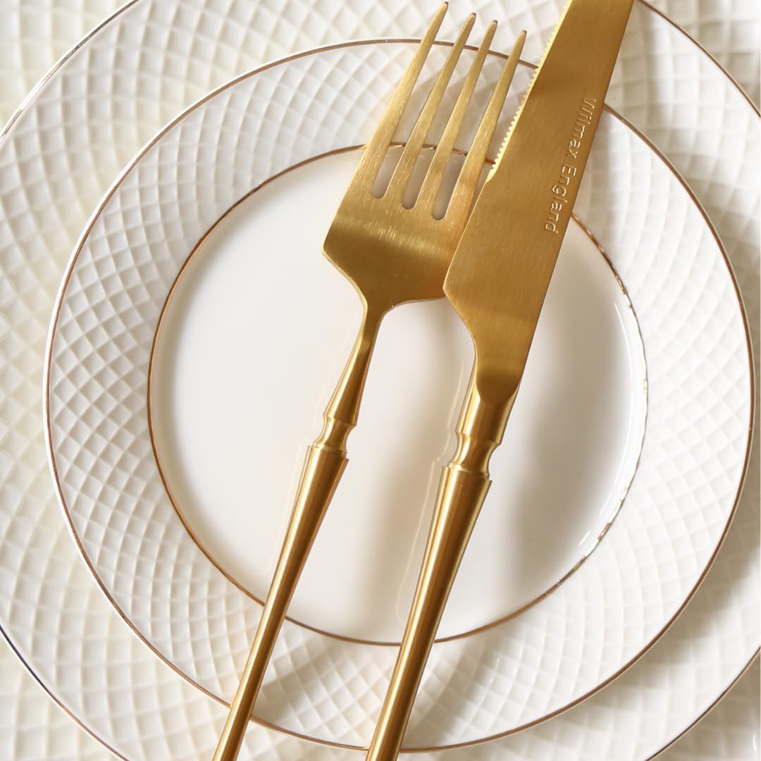 Wilmax Porzellan Dessertteller mit Goldrand, 20 cm, 2er-Set – WL-880102102/A2