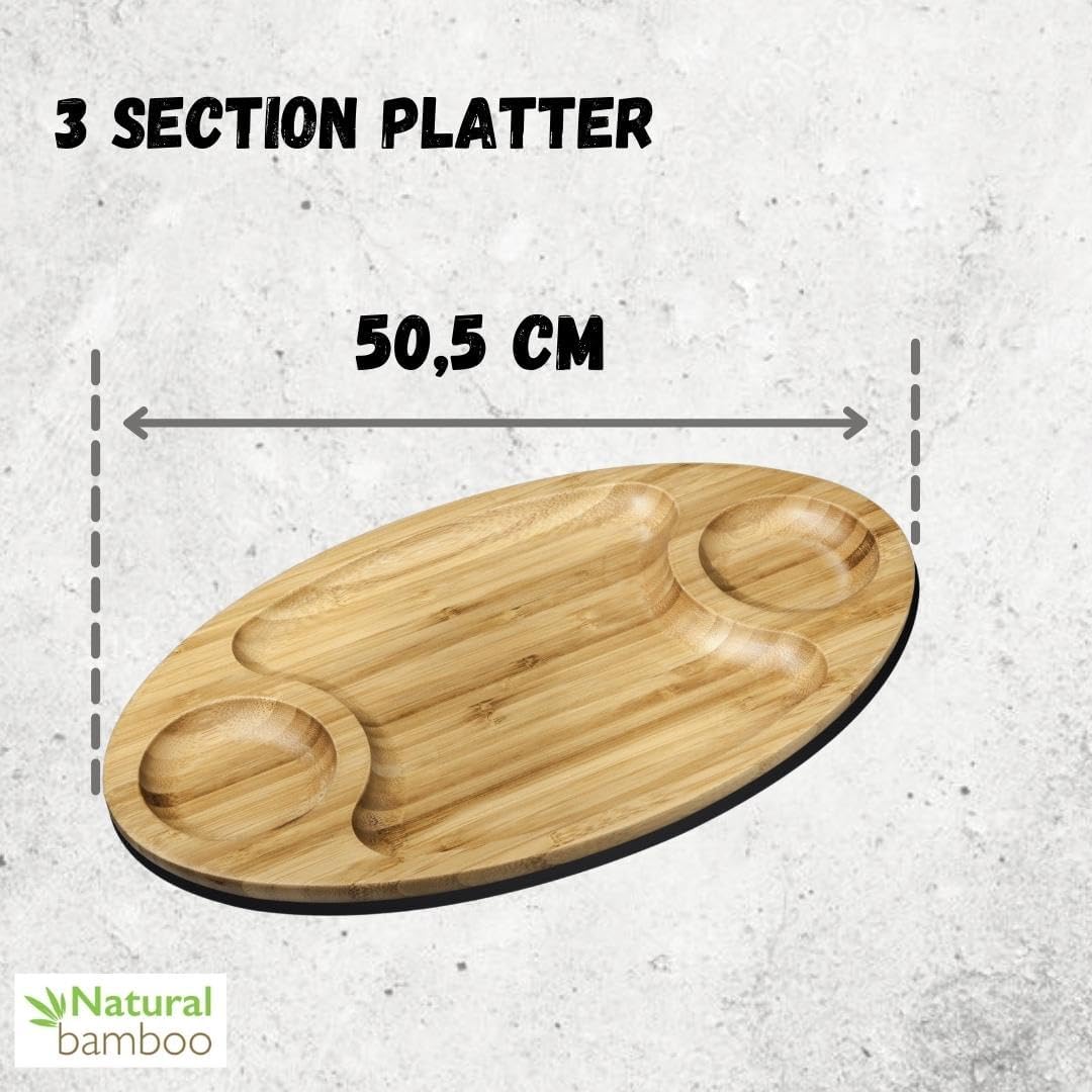 Wilmax 3-teilige Bambus-Servierplatte, 50.5 x 28 cm – WL-771198/A