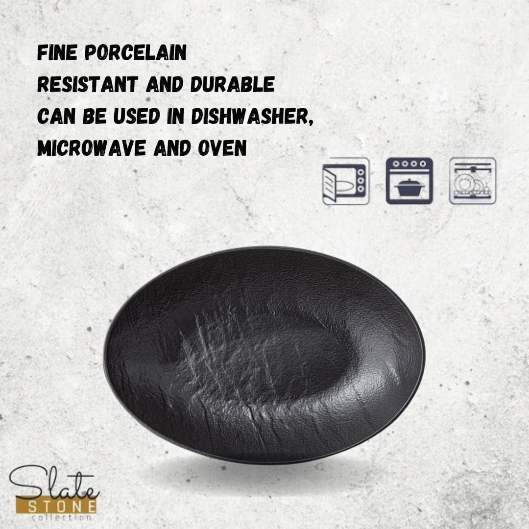 Wilmax Oval Bowl aus Porzellan, 30 x 19,5 x 7 cm, schwarz, WL-661121/A