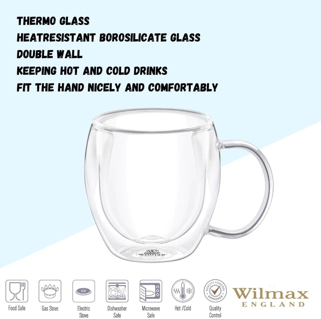 Wilmax Double Wall Mug 4er Set 500 ml hitzebeständiges Glas WL‑888749/A4