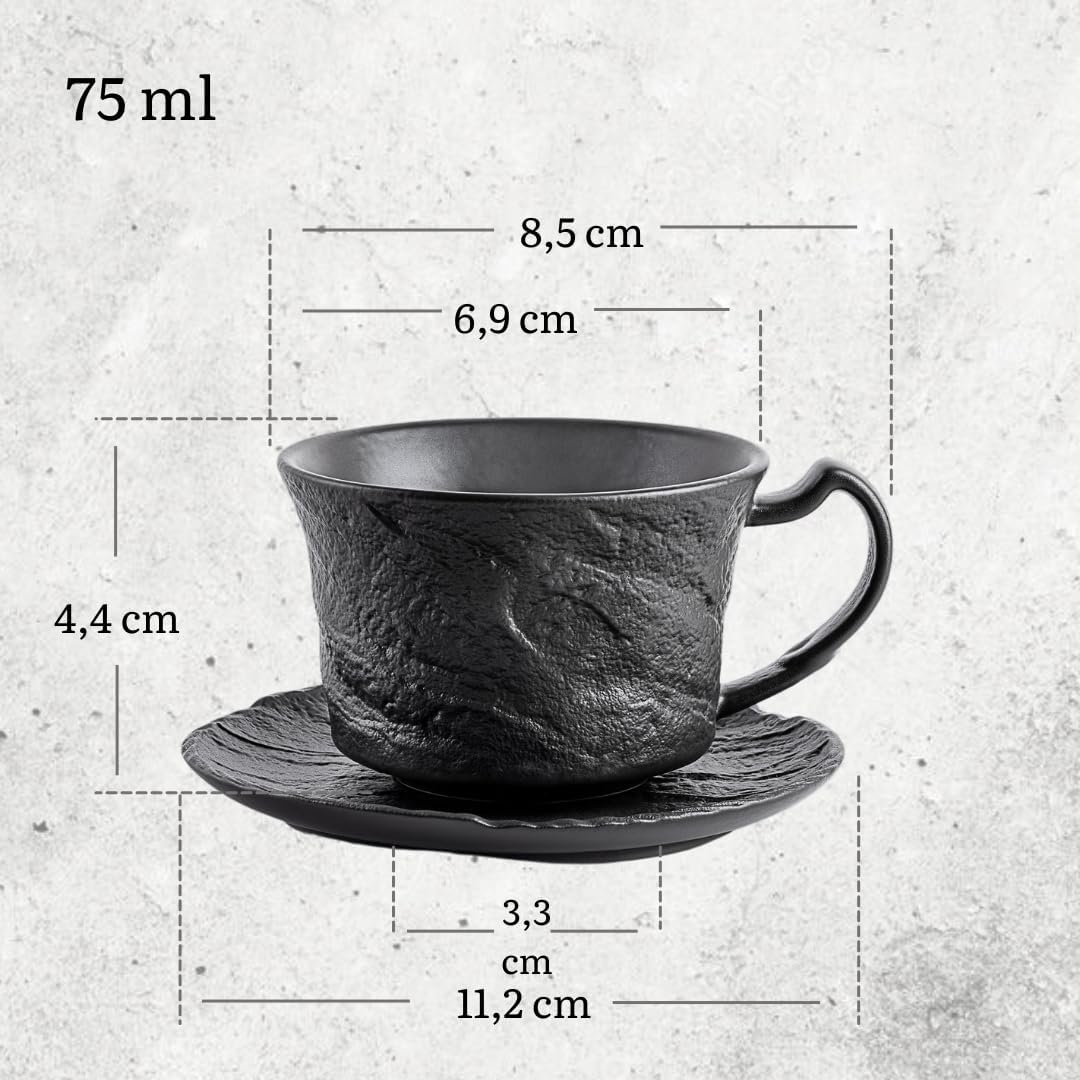 Wilmax Espressotassen mit Untertasse 2er Set Schwarz 75 ml Porzellan WL-661149/AB2