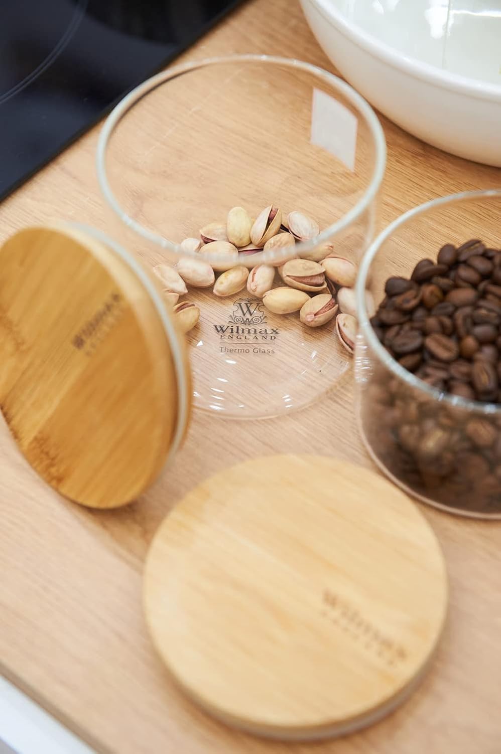 Wilmax Vorratsglas mit Bambusdeckel Borosilicate glass 400 ml WL-888501/A