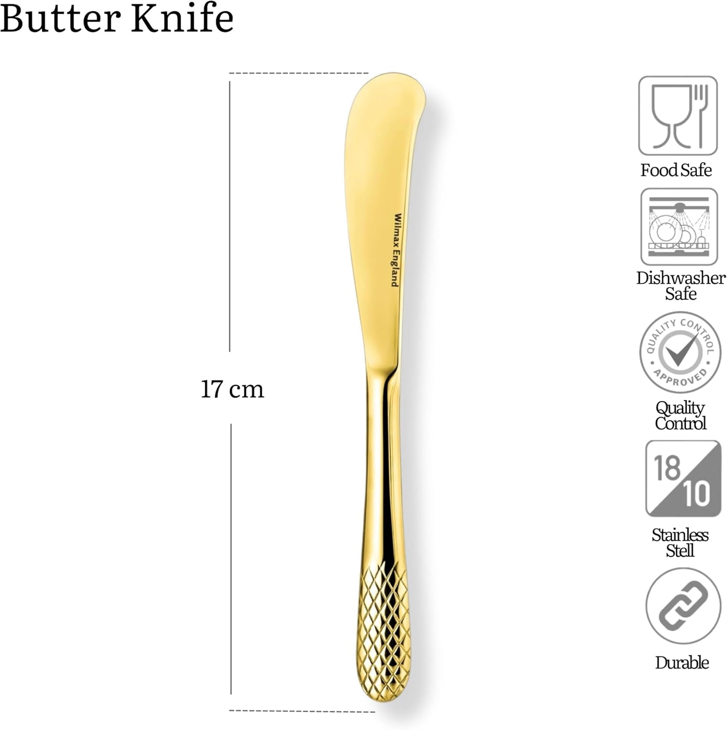 Wilmax Porzellan Butterdose & Buttermesser aus Edelstahl, WL-996109/A-999247/1B