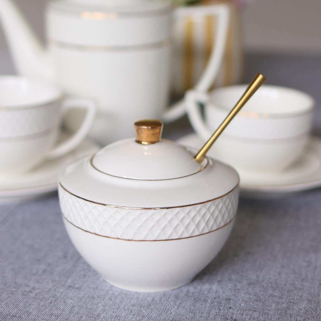 Wilmax Porzellan Zucker- & Milchset, Goldverzierung – WL-880102470/A-880102475/A