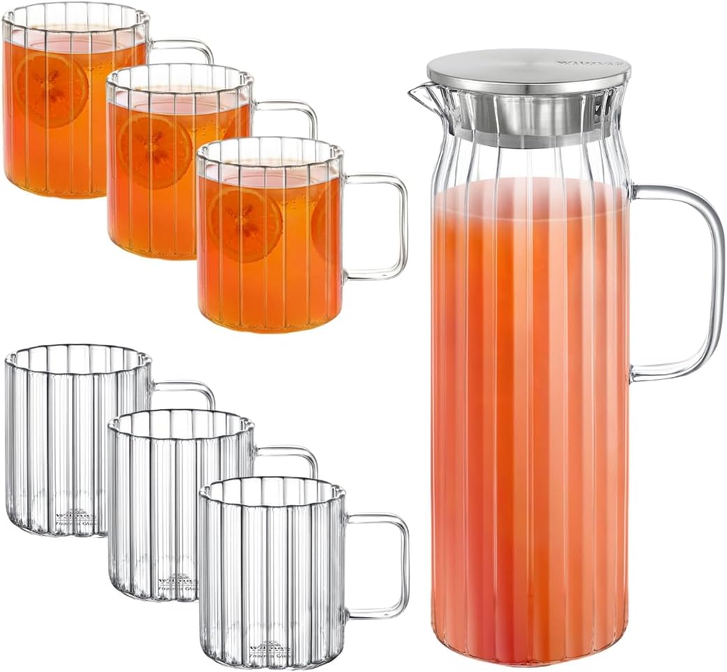 Wilmax Gläser- & Karaffen-Set, 6 Tassen & 1 Karaffe, WL-888220/A-888617/A6