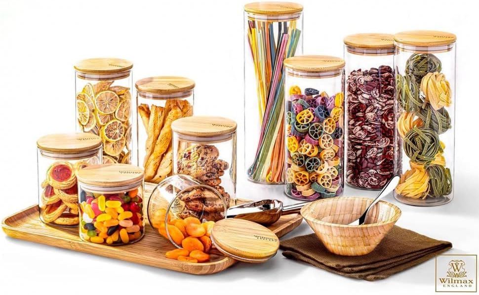 Wilmax Vorratsglas mit Bambusdeckel Borosilicate glass 400 ml WL-888501/A