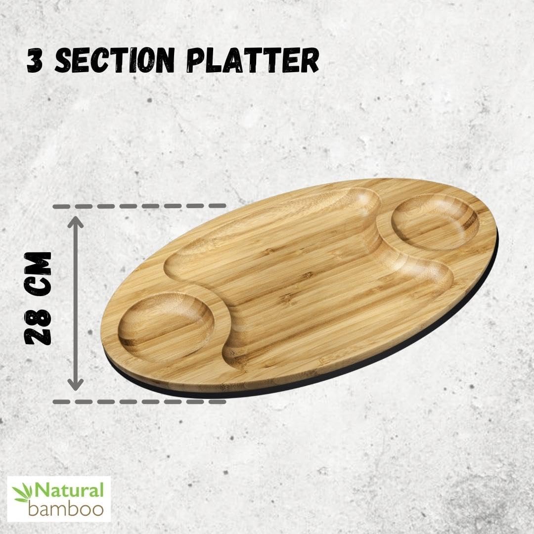 Wilmax 3-teilige Bambus-Servierplatte, 50.5 x 28 cm – WL-771198/A