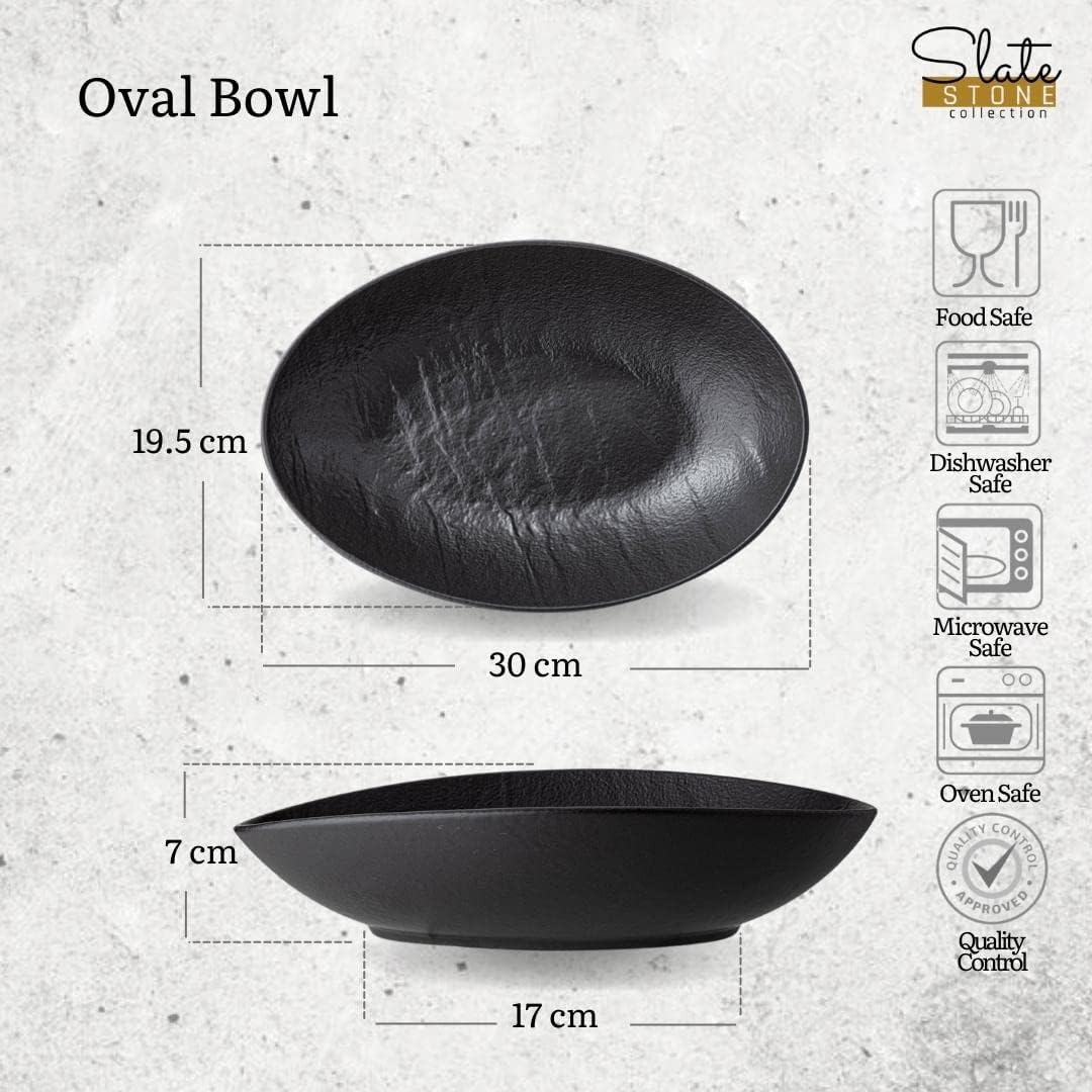 Wilmax Oval Bowl aus Porzellan, 30 x 19,5 x 7 cm, schwarz, WL-661121/A