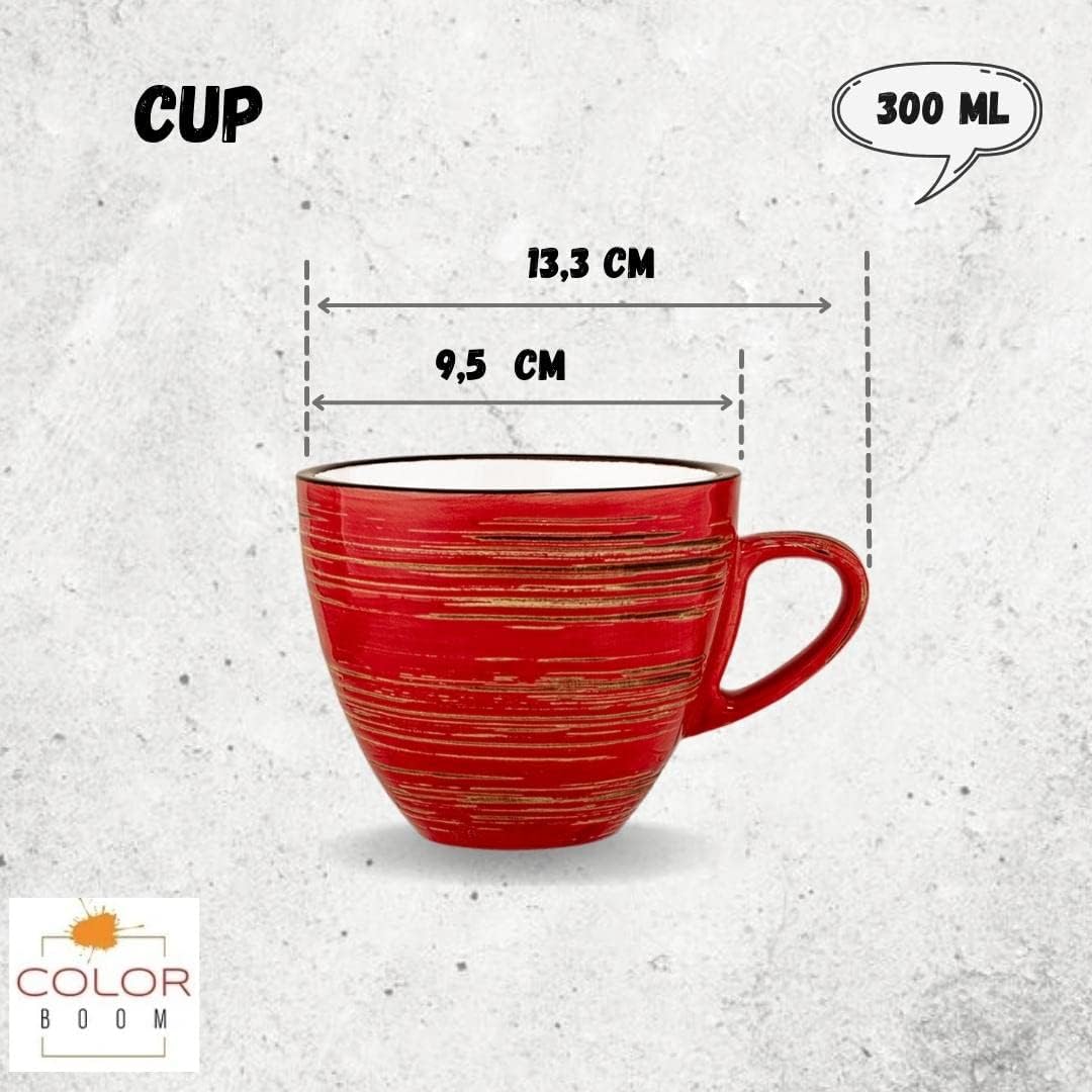 Wilmax Red Porcelain Cup & Saucer (6x) WL-669236/AB6