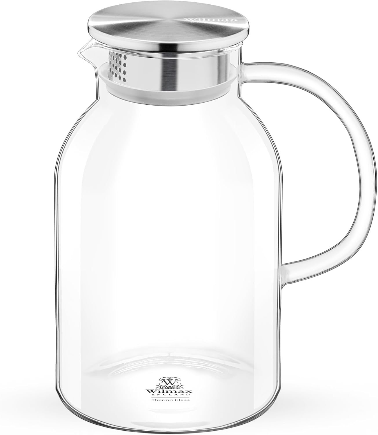Wilmax Thermo Glas Krug 2100 ml mit Edelstahl-Deckel WL-888214/A