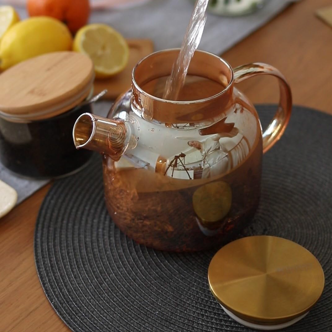 Wilmax Glas Teekanne mit Edelstahl-Deckel, 950 ml, Glas WL-888810003/A