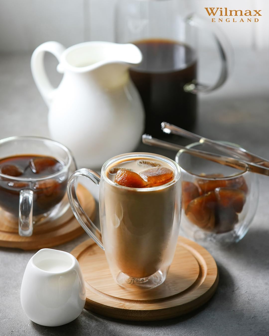 Wilmax Dubbelwandige Glazen Mok 300 ml 4-delige set A4