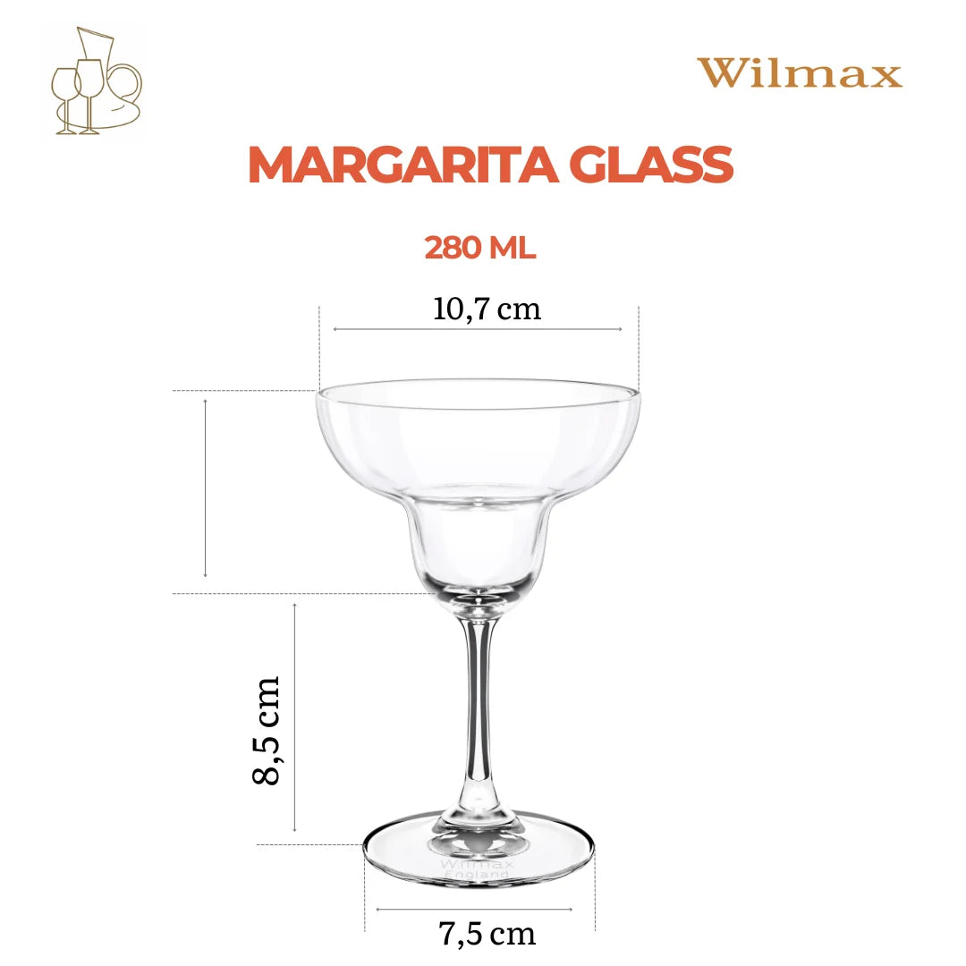 Wilmax Margaritaglas 280 ml Kristalglas 6x