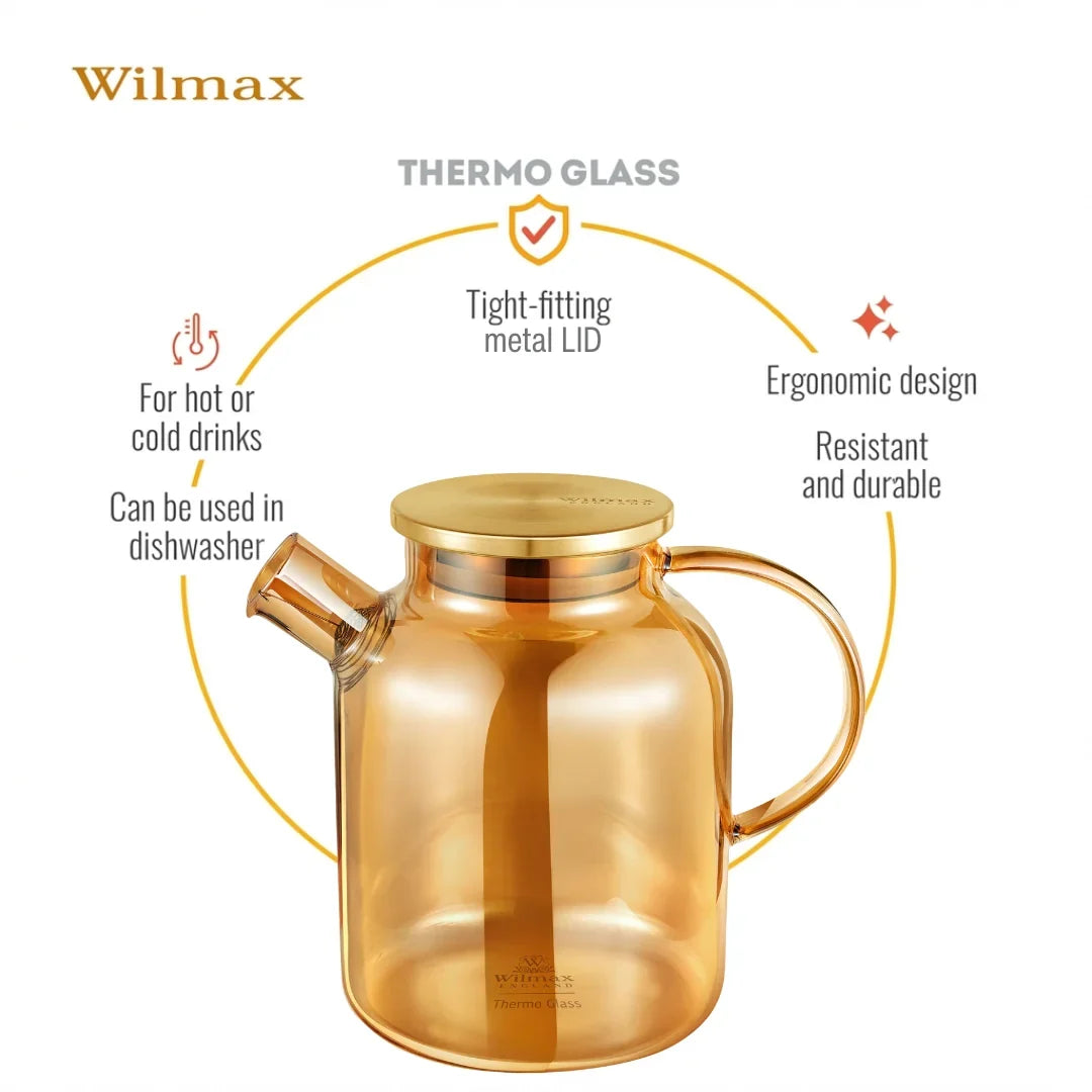 Wilmax Thermoglas theepot 1600 ml Goud