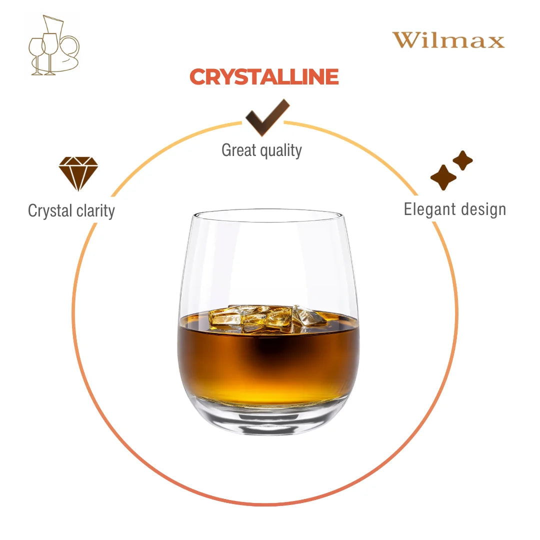 Wilmax Whiskyglas 370 ml Kristalglas Transparant 6-delige set