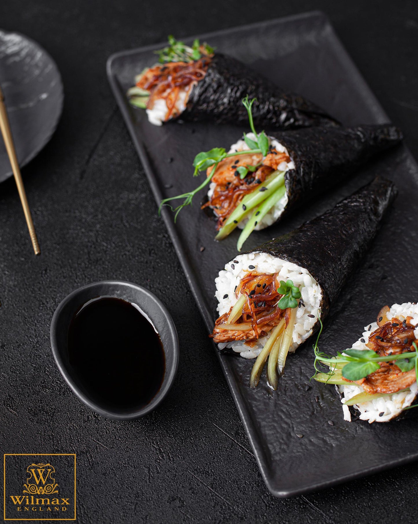 Wilmax Ovaler Teller 8 x 6 x 3 cm Schwarz WL-661117/A