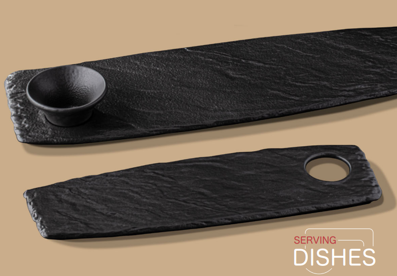 Wilmax Servierschale 32,5 x 10 cm aus schwarzem Porzellan WL-661132/A