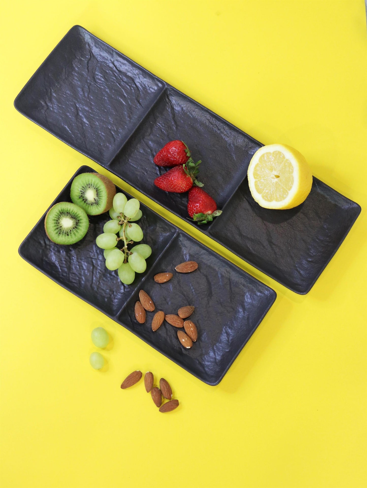 Wilmax Rechteckige Porzellanschale, 3-teilig, schwarz, 40,5 x 13 cm WL-661136/A2