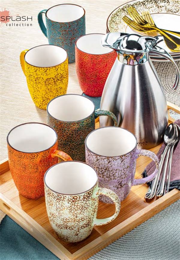 Wilmax Porzellanbecher, 460 ml, Splash Color Orange Design, WL-667337/A