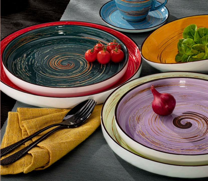 Wilmax Teller 23 cm – Runde Form mit hohem Rand – Spiral – Gelb – WL-669419/A2