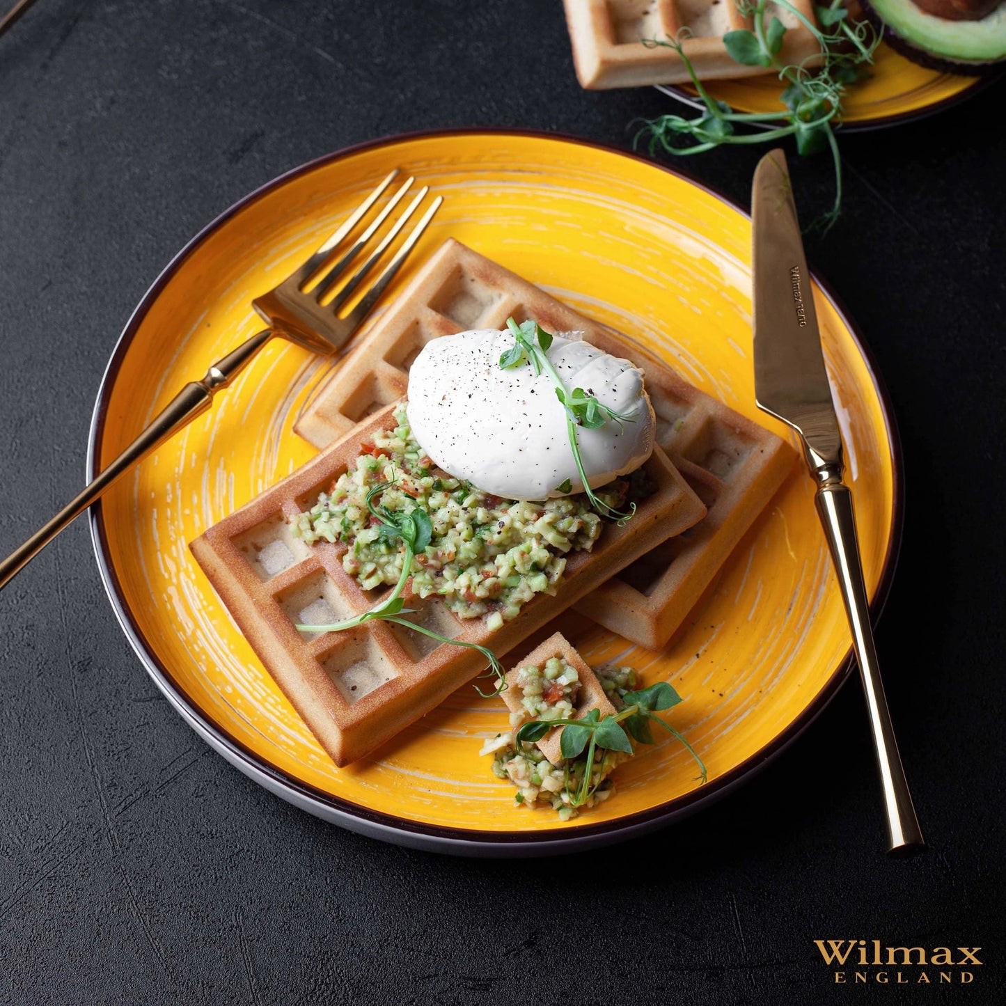 Wilmax Teller 23 cm – Runde Form mit hohem Rand – Spiral – Gelb – WL-669419/A2