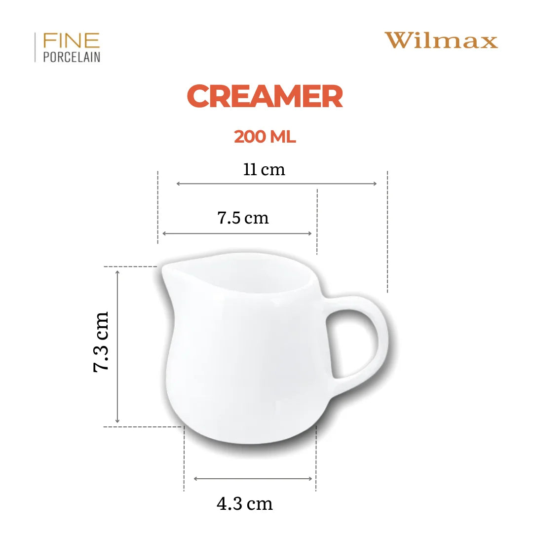 Wilmax England Melk- en roomkan 200 ml Wit Porselein