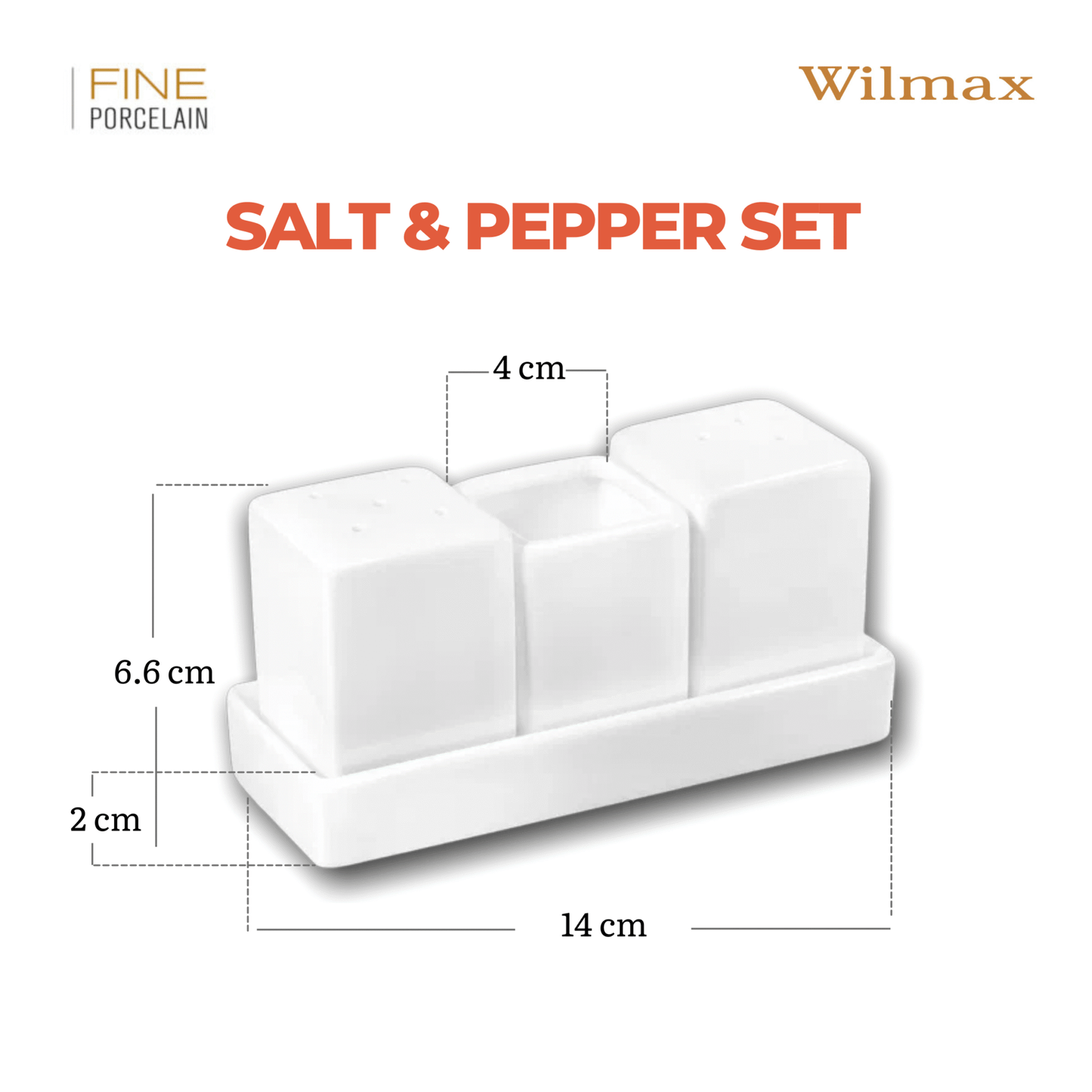 Wilmax Zout- & Peperstrooierset Porselein Wit WL-996118/SP