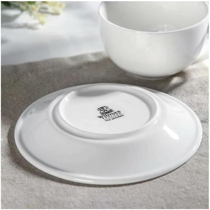 Wilmax Kopjes 400 ml Wit Porselein met Schotels Set van 6