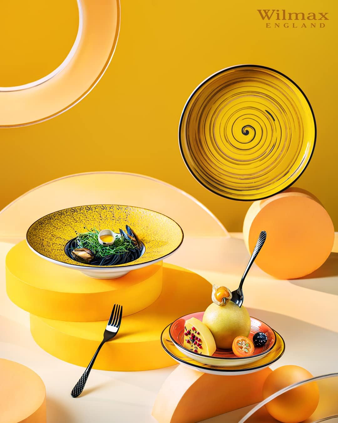 Wilmax Teller Spiral Gelb 28 cm – Elegantes Design für stilvolles Servieren – WL-669420/A