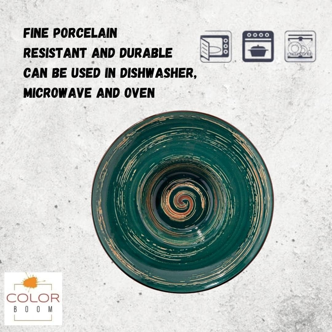 Wilmax Porzellanteller Grün, 24 cm, runder Tiefteller WL-669525/A