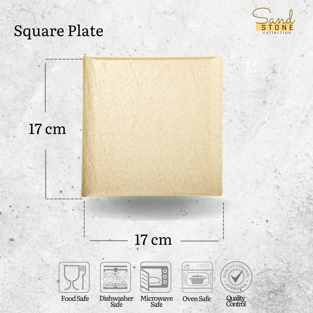 Wilmax England Vierkante Borden 17x17cm 3-delige Set Sandstone