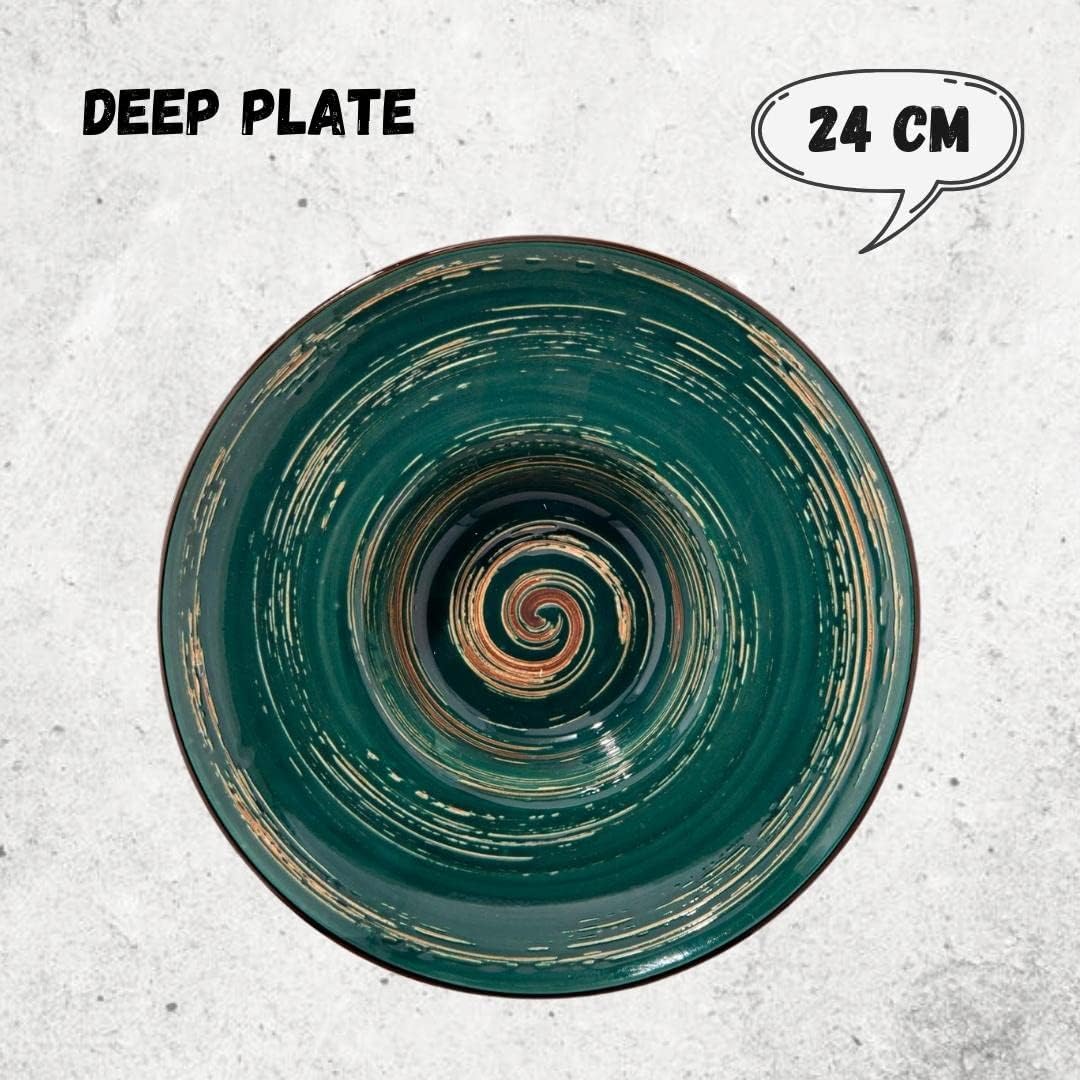 Wilmax Porzellanteller Grün, 24 cm, runder Tiefteller WL-669525/A