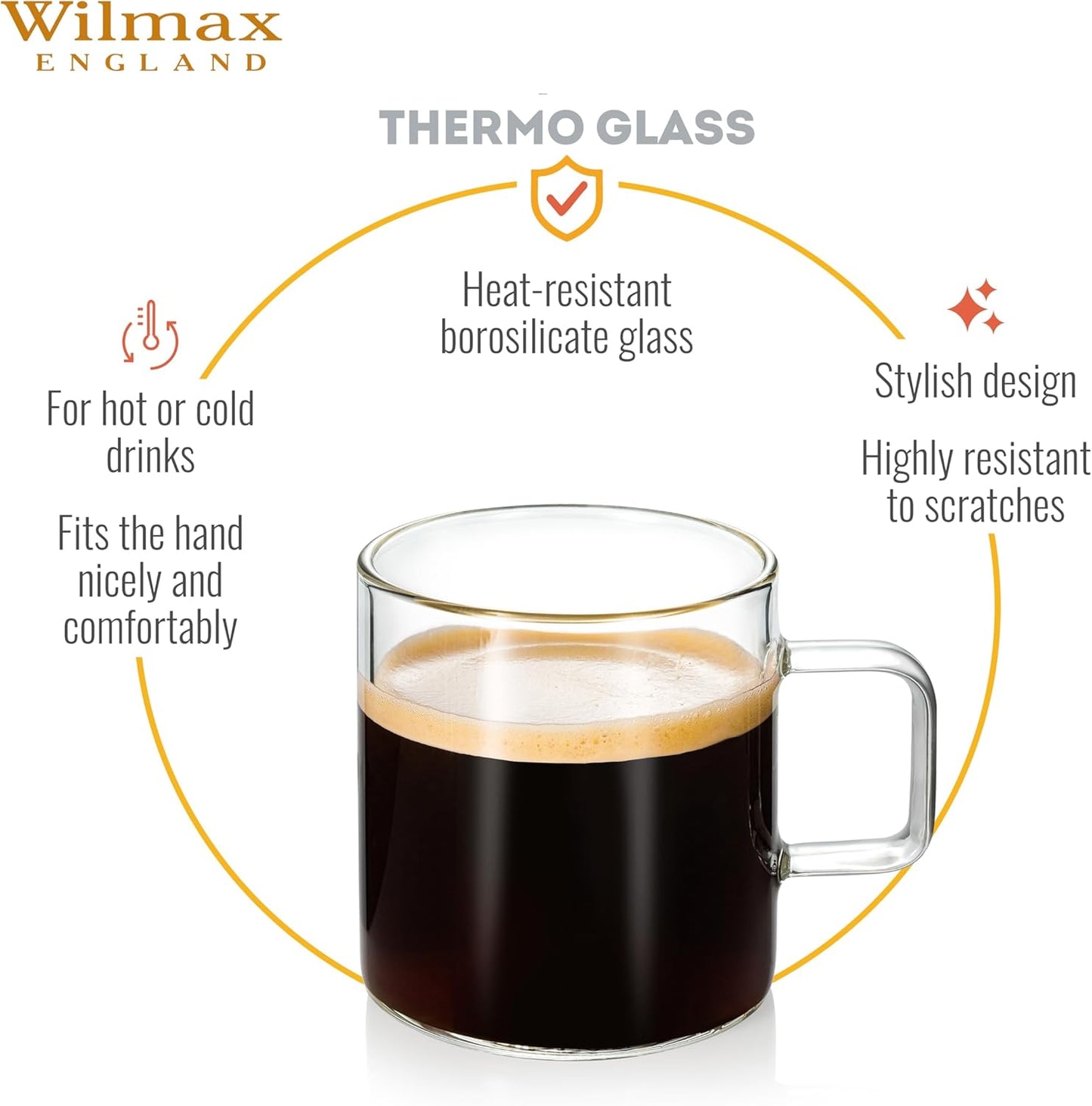 Wilmax England Borosilicaatglas mok 100 6 stuks WL-888602/A6