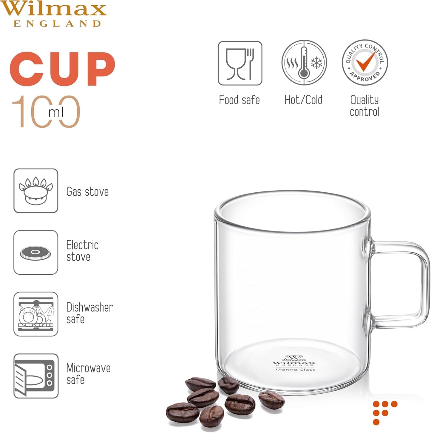 Wilmax England Glaskop 100ml borosilicaat WL-888602/A