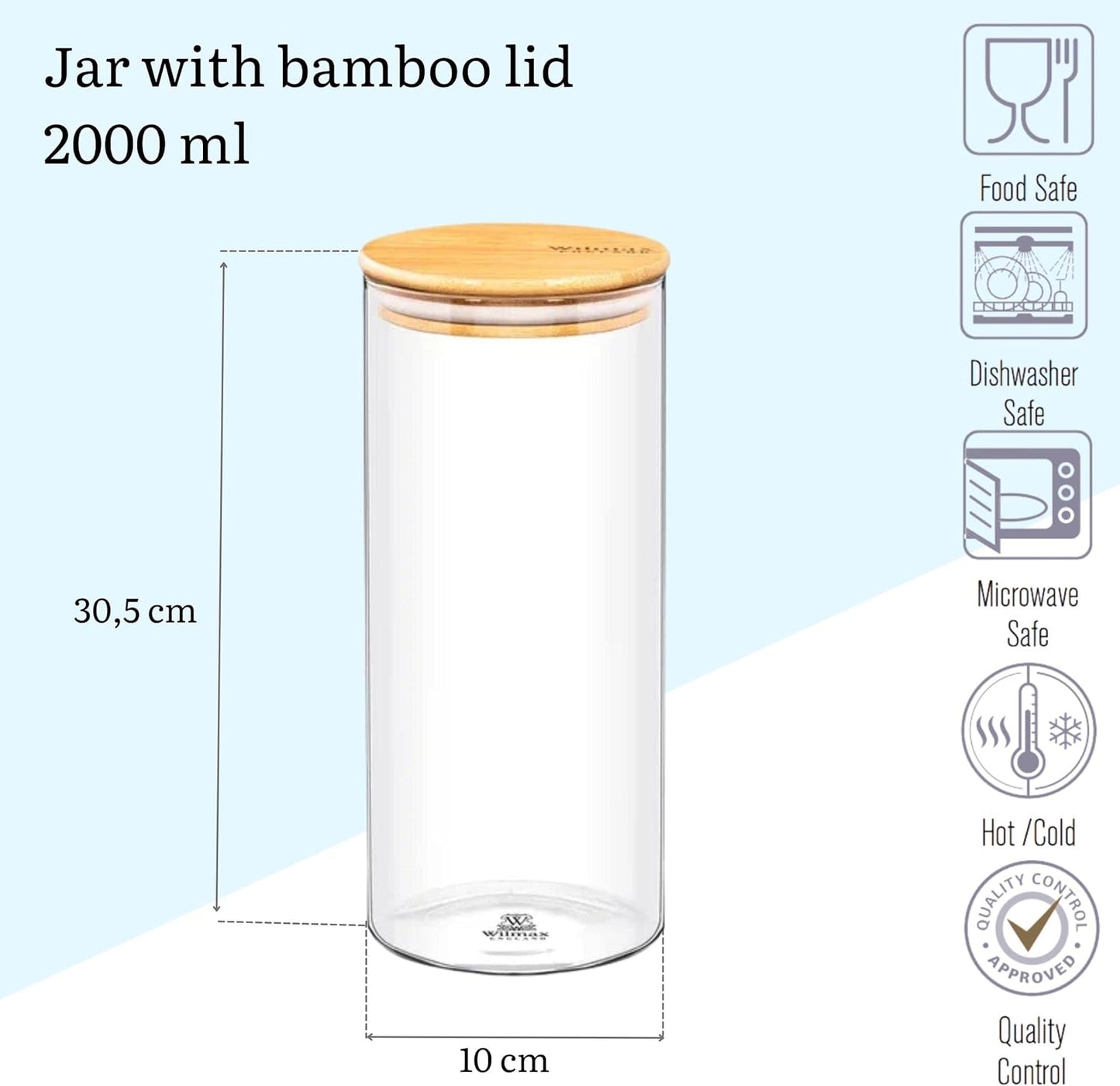 Wilmax Pot 2000 ml met bamboe deksel 2-delig A2