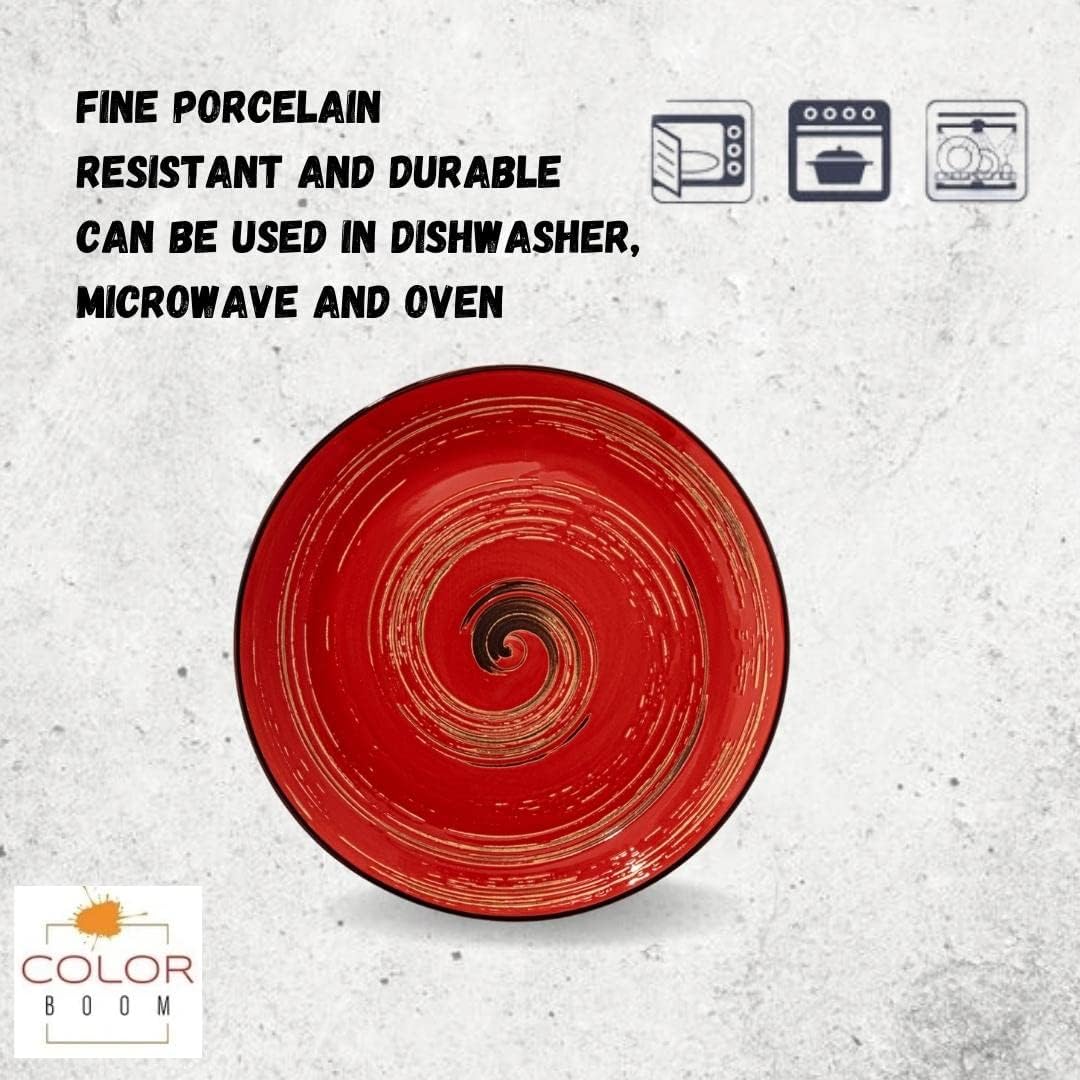 Wilmax Runde Porzellanteller 20.5 cm, 6er Set, rot – WL-669212/A6