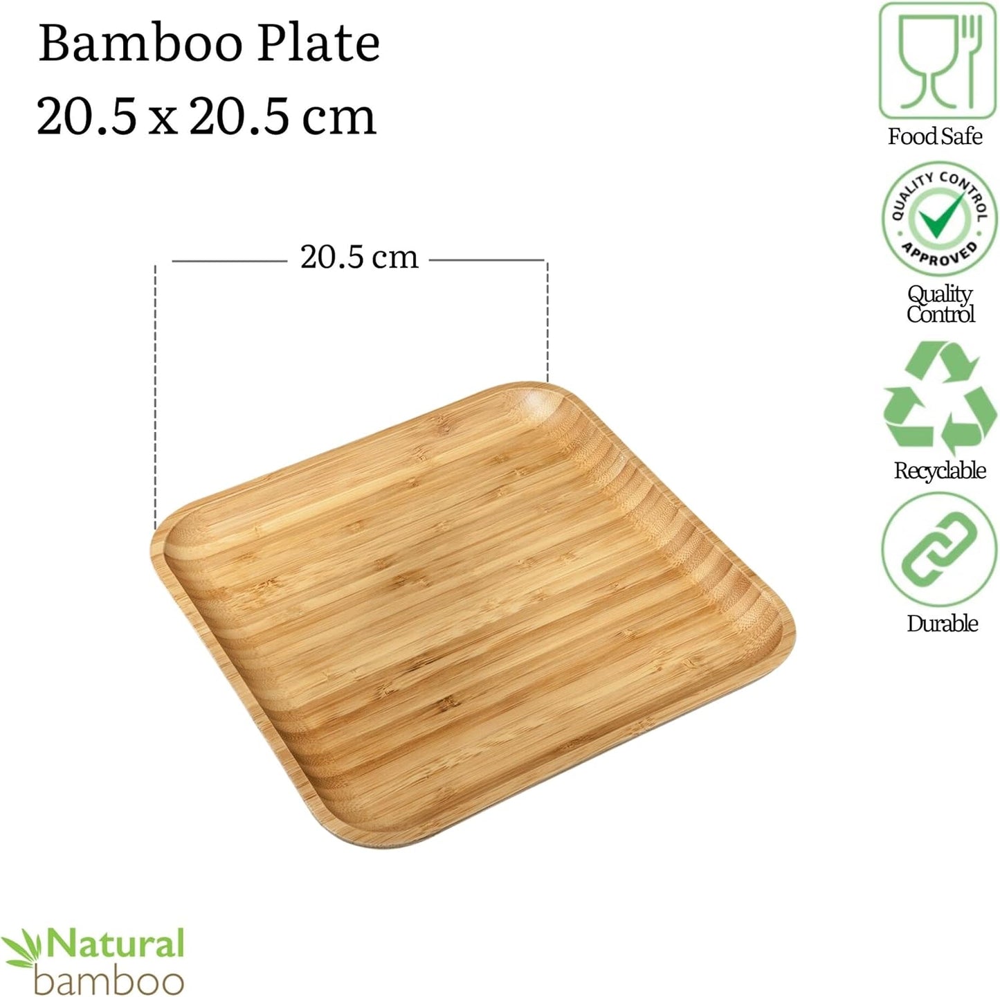Wilmax England Bamboe Bord 20,5x20,5 cm Natuur WL-771021/A