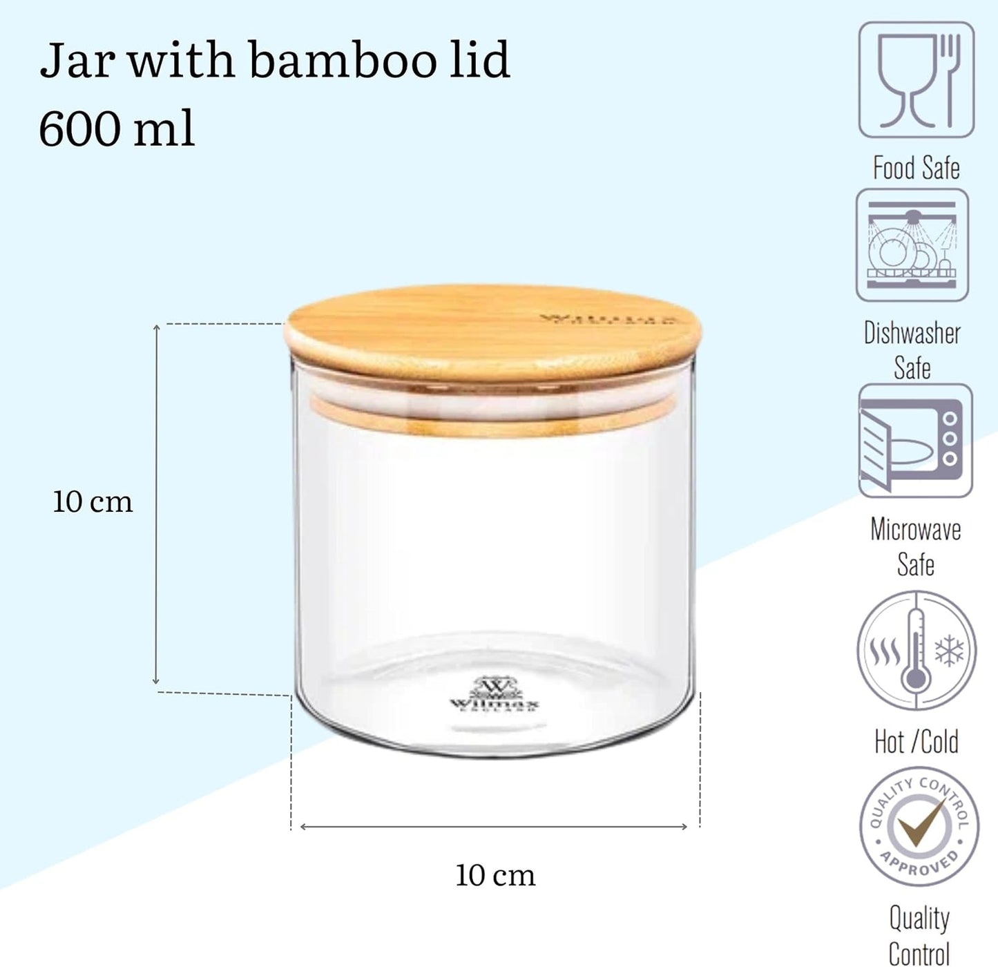 Wilmax Vorratsgläser Set, 3-teilig, aus Borosilikatglas, mit Bambusdeckeln – WL-888502/A3