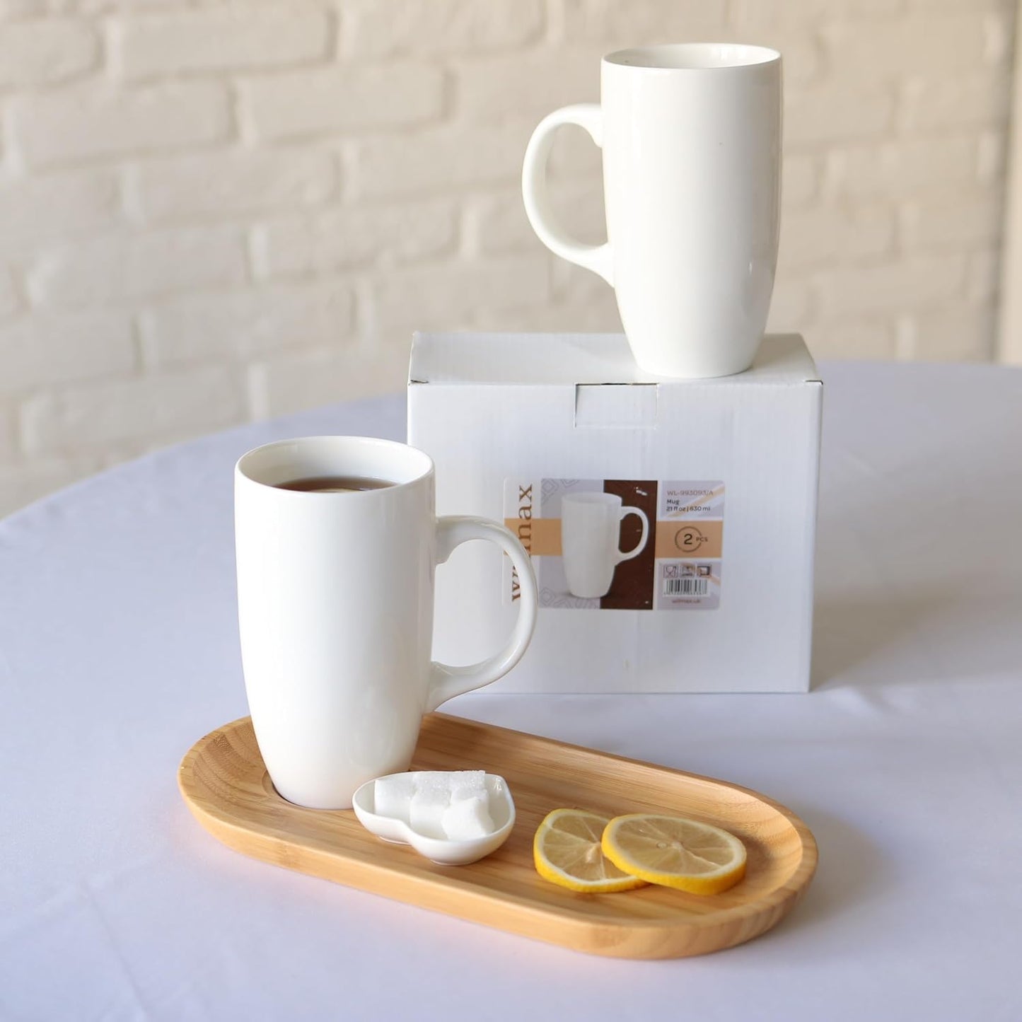 Wilmax Servierset 2x Bambus-Teller & Porzellanbecher WL-771119/A2-WL-993093/A2