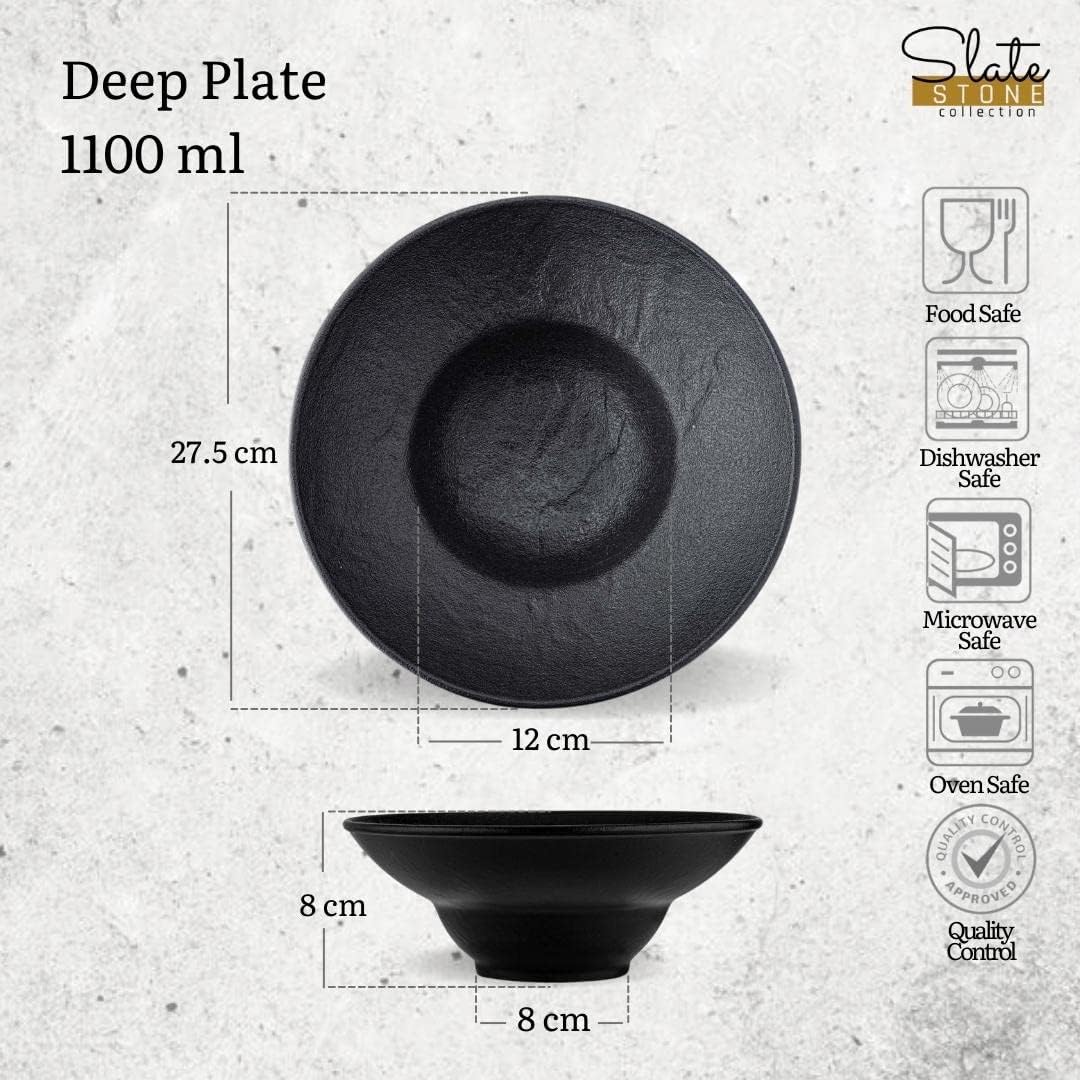 Wilmax Tiefes Porzellanteller 1100 ml Schwarz WL-661113/A