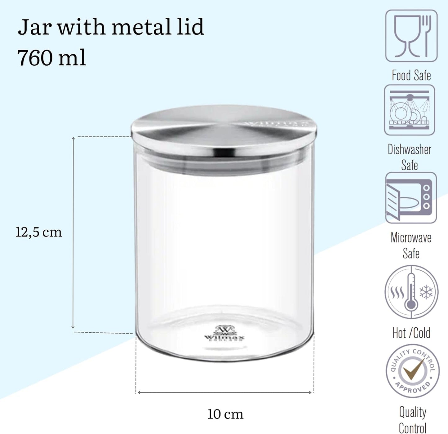 Wilmax Aufbewahrungsgläser 3-teilig aus Borosilikatglas mit Edelstahldeckeln WL-888513/A3