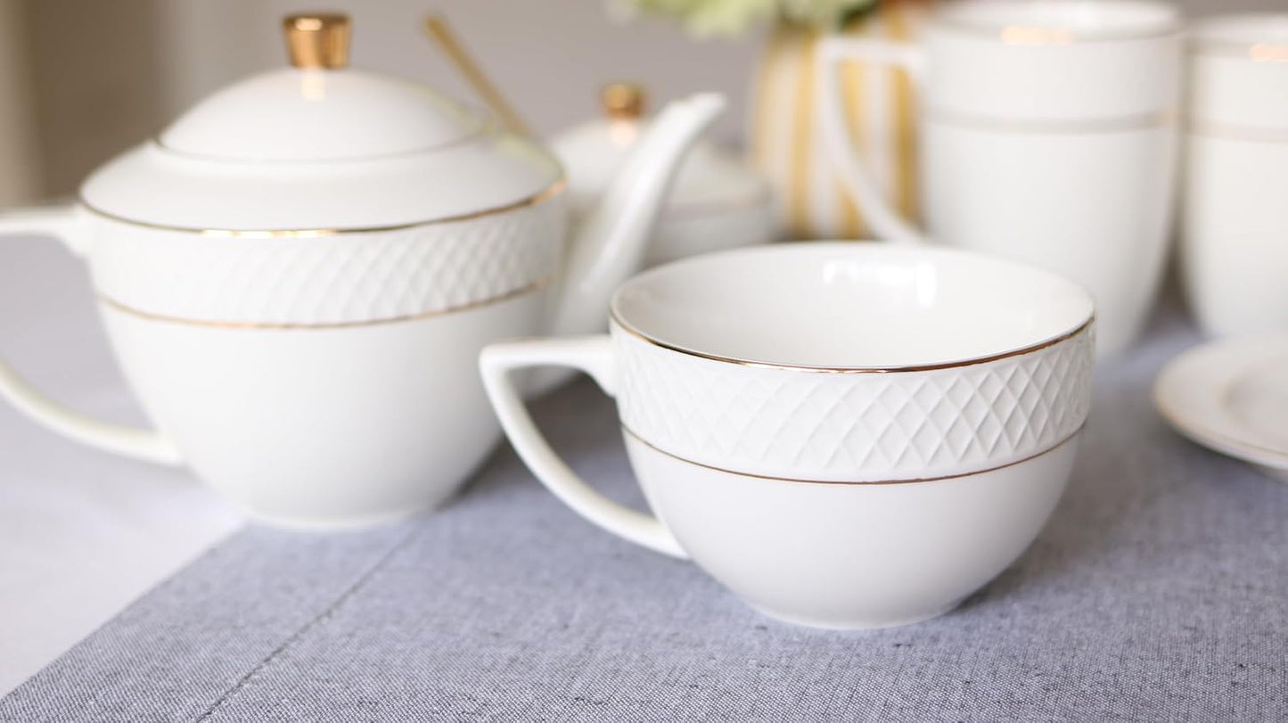 Wilmax Jumbo-Becher mit Goldlinien, 500 ml, 4er Set, WL-880102409/A4