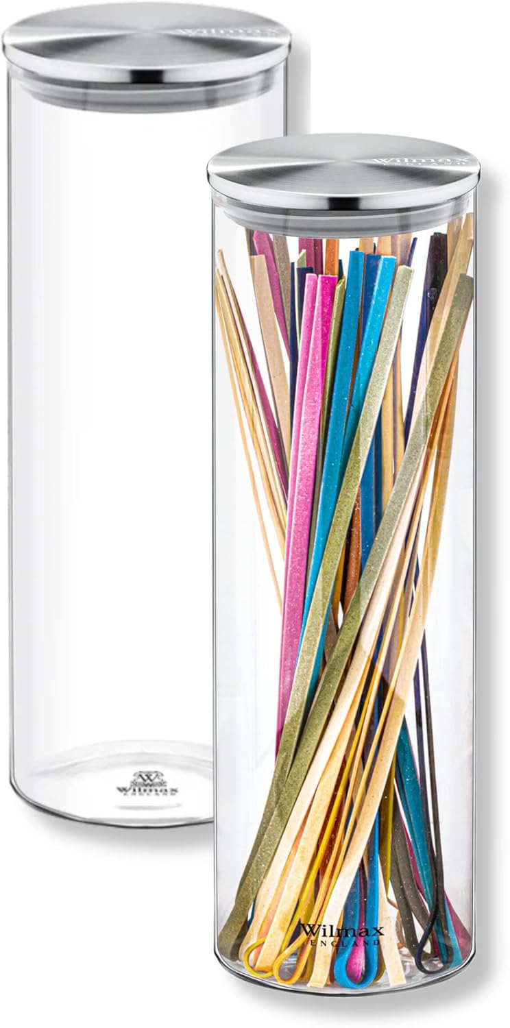 Wilmax Vorratsglas 2er Set 2000 ml mit Metalldeckel – Glasbehälter WL-888010/A2