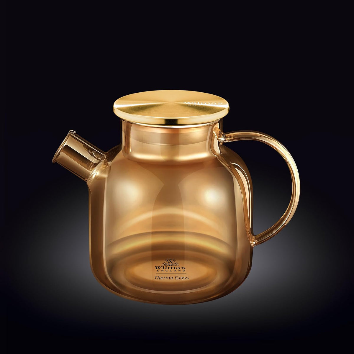 Wilmax England Theepot 1200 ml Glas met RVS deksel Goud