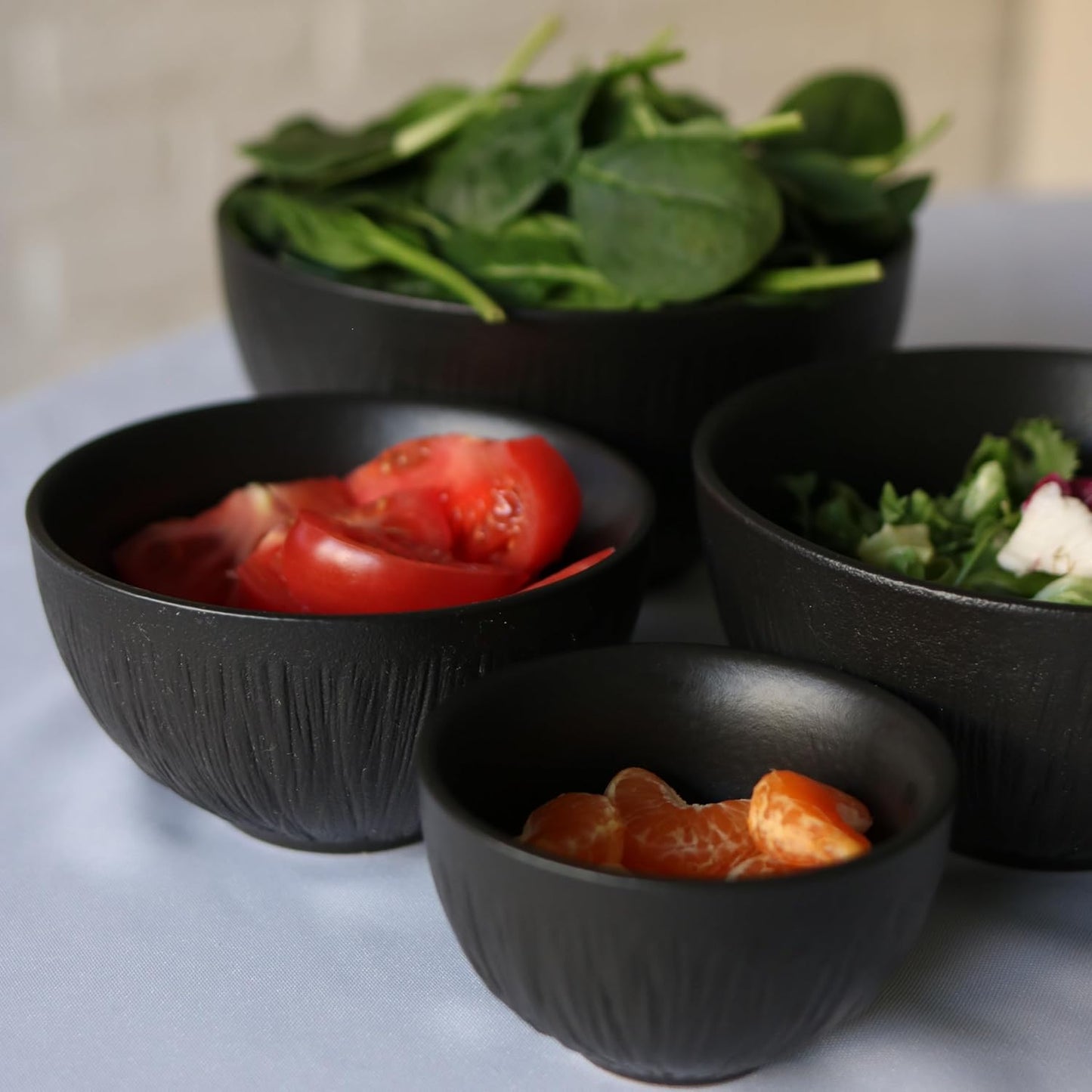 Wilmax Schalen Set 2er Schwarz 250 ml Porzellan Salatschüssel Müslischale WL-664115/A2