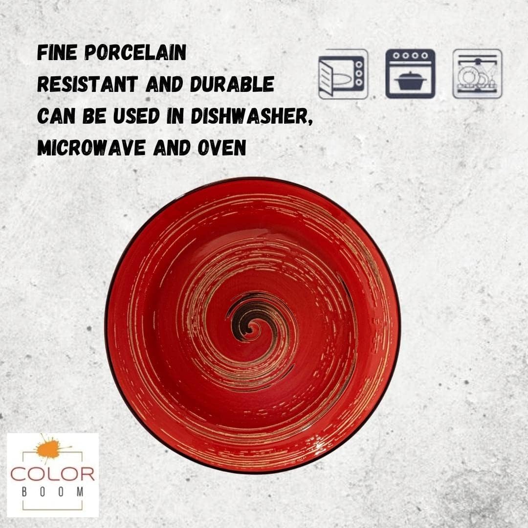 Wilmax Tiefer Porzellanteller Rot, 25,5 cm, 350 ml – WL-669227/A